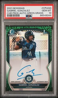 2023 Bowman Chrome Prospect Autographs Cpagg Gabriel Gonzalez Green Grass PSA 10