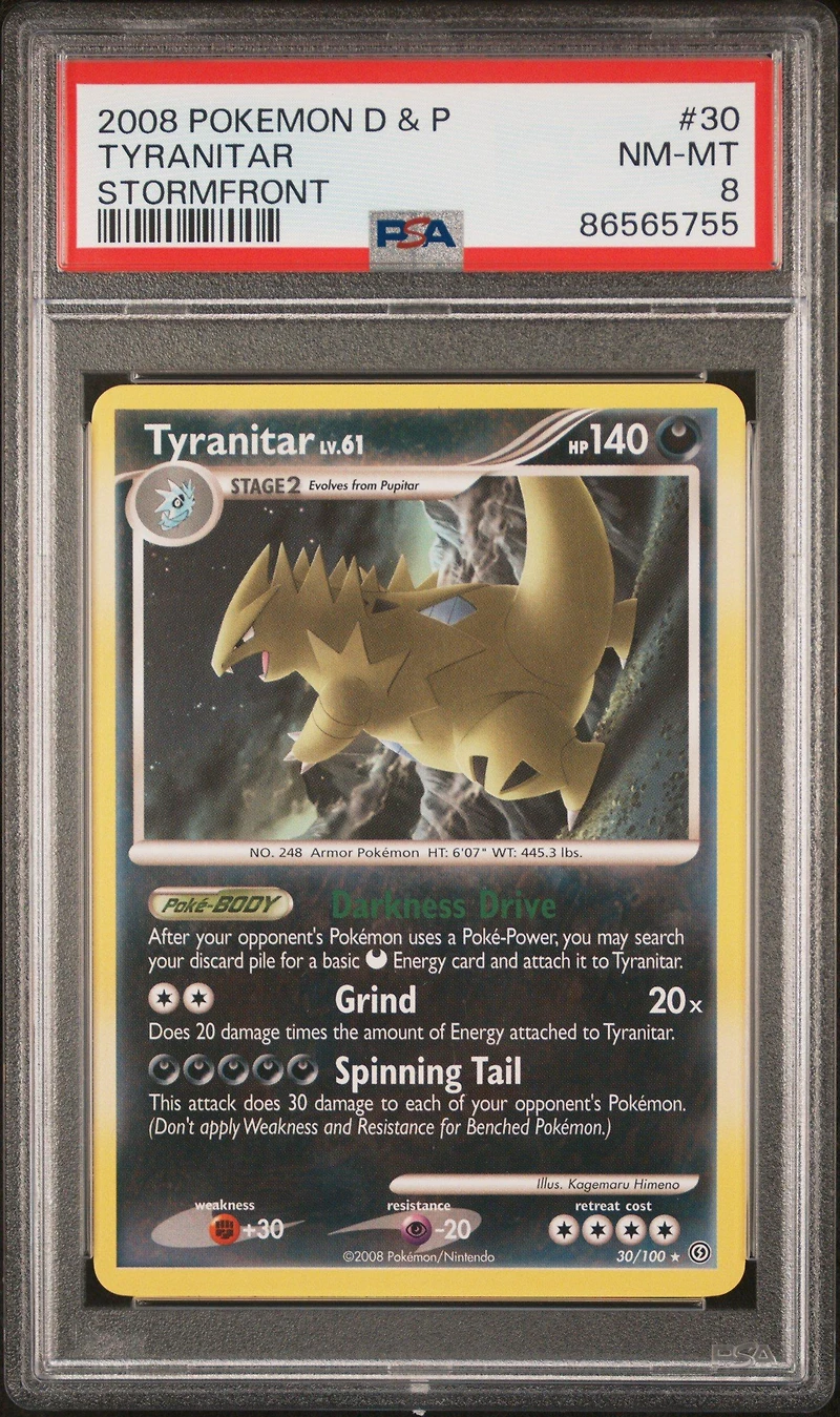 2008 Pokemon Diamond & Pearl Stormfront 30 Tyranitar PSA 8