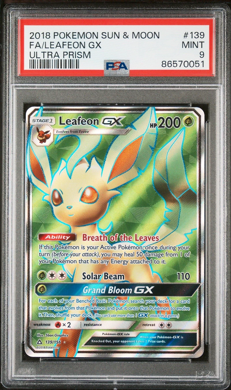 2018 Pokemon Sun & Moon Ultra Prism 139 Fa/leafeon Gx PSA 9