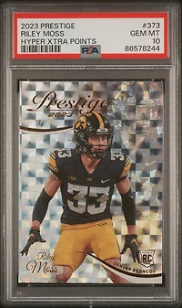 2023 Panini Prestige 373 Riley Moss Hyper Xtra Points PSA 10