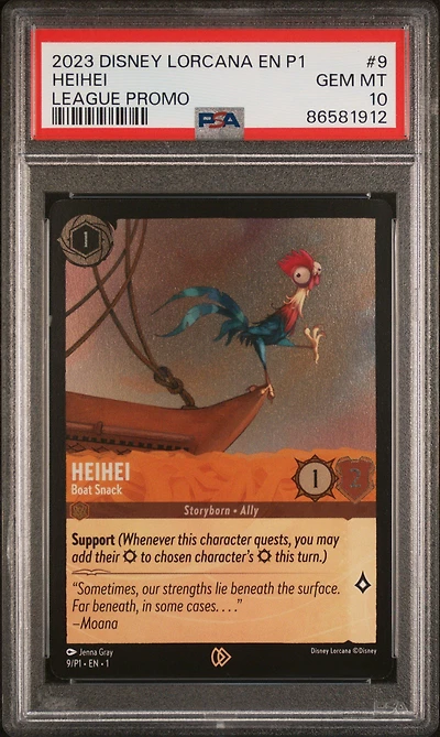 2023 Disney Lorcana En P1-promo 9 Heihei - Boat Snack League Promo PSA 10