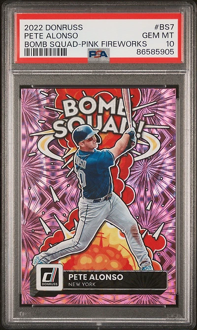 2022 Panini Donruss Bomb Squad Bs7 Pete Alonso Pink Fireworks PSA 10