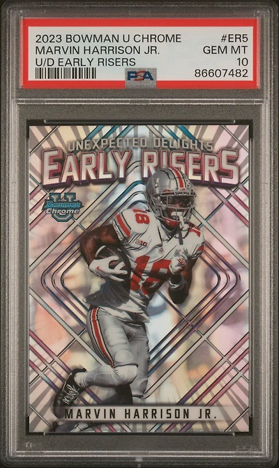 2023 Bowman University Chrome Unexpected Delights Early Risers Er5 Marvin Harrison Jr. PSA 10
