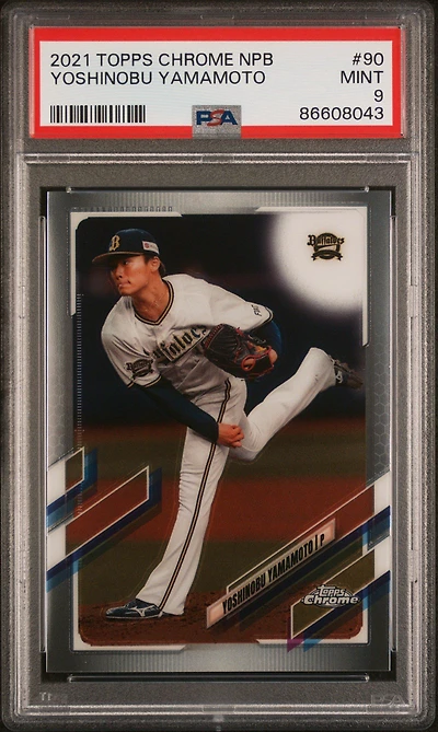 2021 Topps Chrome Nippon Professional Baseball 90 Yoshinobu Yamamoto PSA 9
