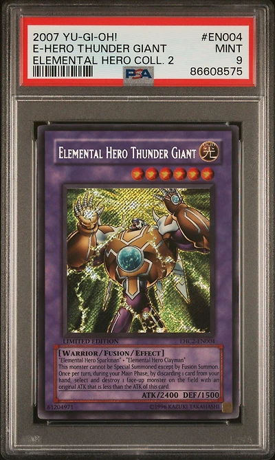 2007 Yu-gi-oh! Elemental Hero Collection 2 En004 Elemental Hero Thunder Giant PSA 9