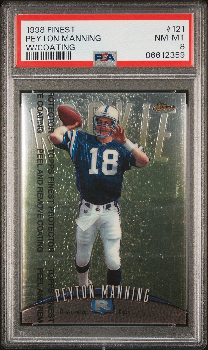 1998 Finest 121 Peyton Manning W/coating PSA 8