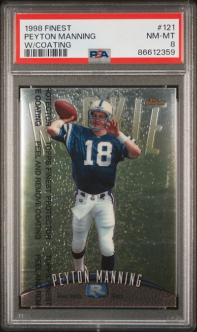 1998 Finest 121 Peyton Manning W/coating PSA 8