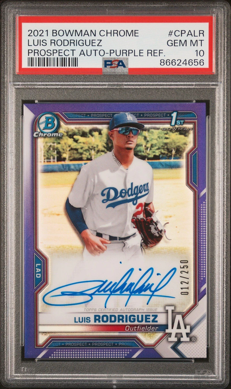 2021 Bowman Chrome Prospect Autographs Cpalr Luis Rodriguez PSA 10