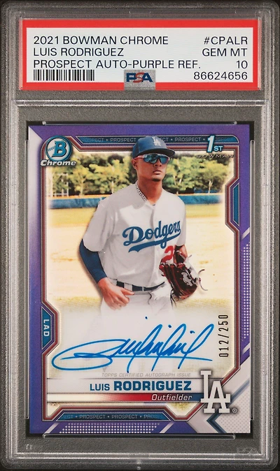 2021 Bowman Chrome Prospect Autographs Cpalr Luis Rodriguez PSA 10