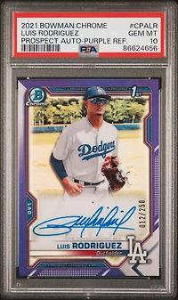 2021 Bowman Chrome Prospect Autographs Cpalr Luis Rodriguez PSA 10