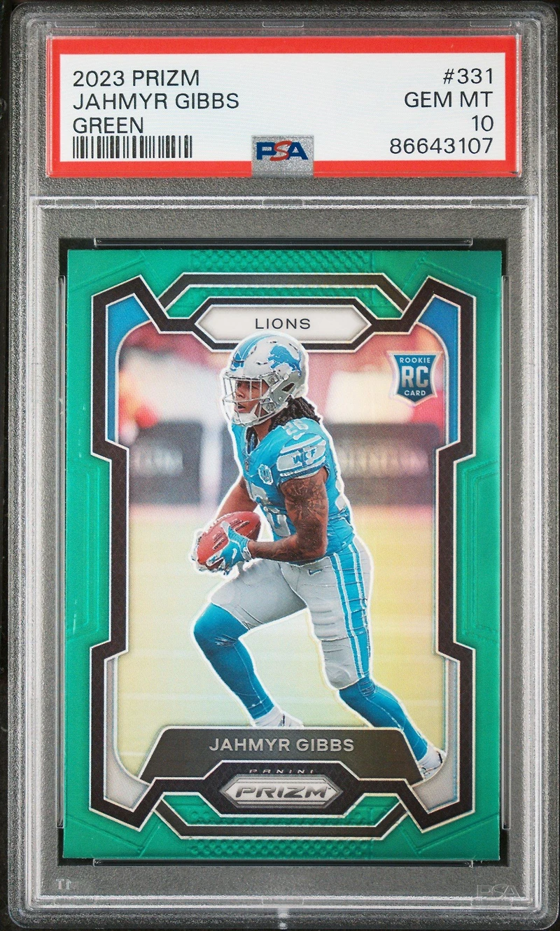 2023 Panini Prizm 331 Jahmyr Gibbs Green Prizm PSA 10