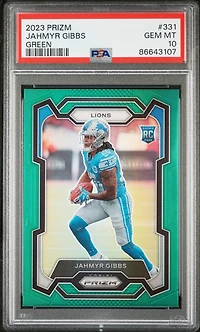 2023 Panini Prizm 331 Jahmyr Gibbs Green Prizm PSA 10