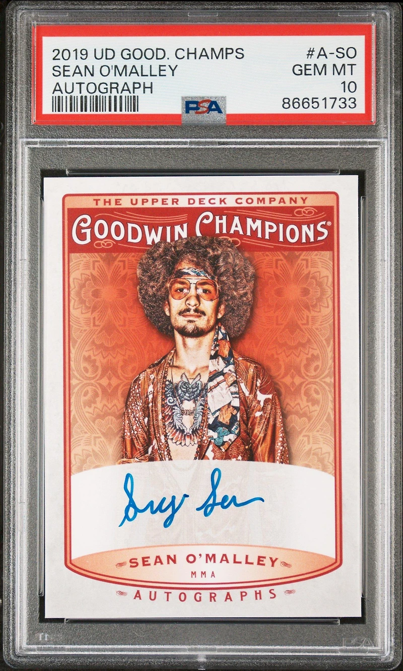 2019 Upper Deck Goodwin Champions Autograph A-so Sean O'malley PSA 10