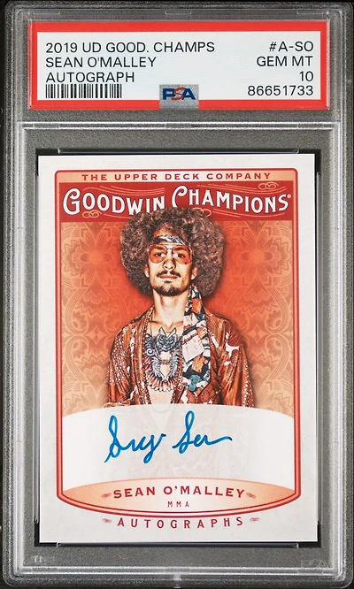 2019 Upper Deck Goodwin Champions Autograph A-so Sean O'malley PSA 10