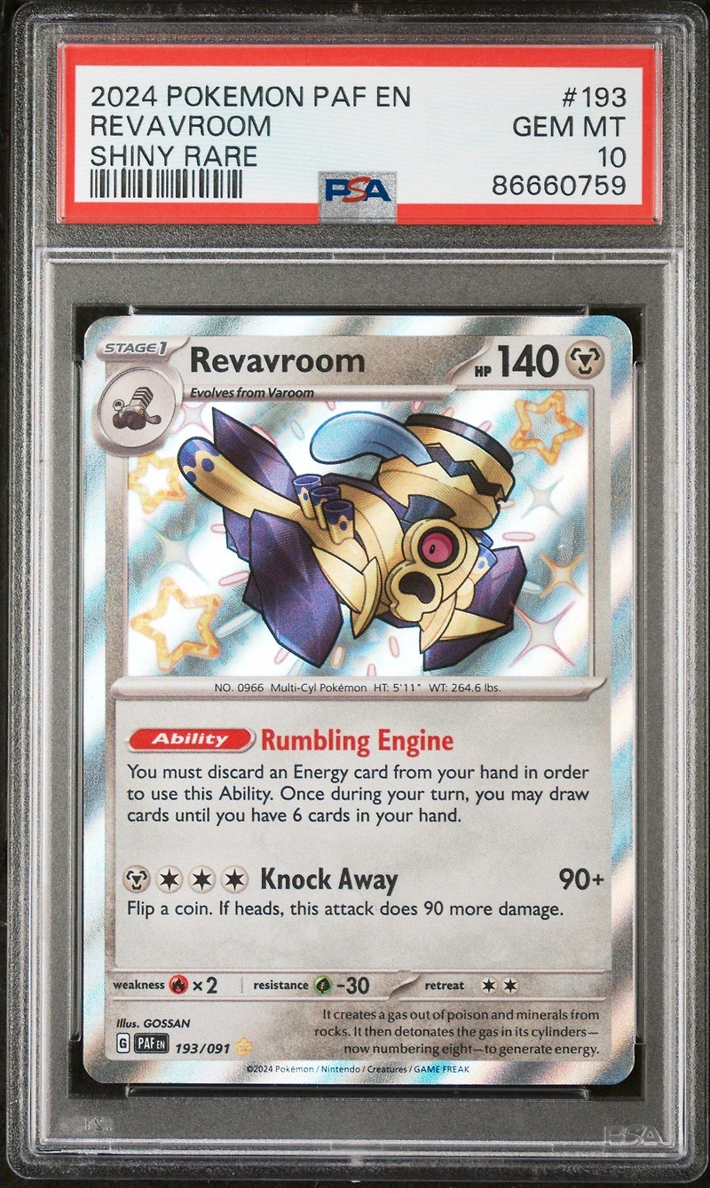 2024 Pokemon Paf En-paldean Fates 193 Revavroom Shiny Rare PSA 10
