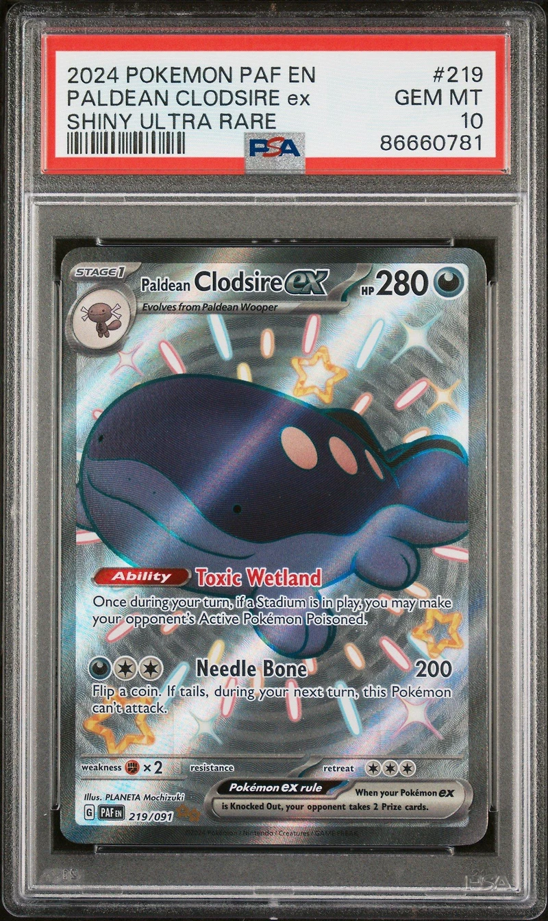 2024 Pokemon Paf En-paldean Fates 219 Paldean Clodsire Ex Shiny Ultra Rare PSA 10