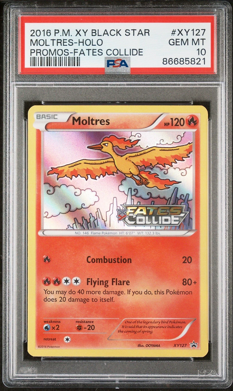 2016 Pokemon Xy Black Star Promo Xy127 Moltres-holo Fates Collide PSA