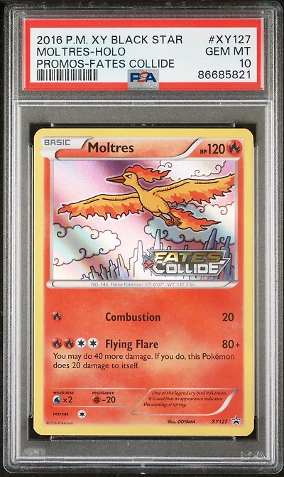 2016 Pokemon Xy Black Star Promo Xy127 Moltres-holo Fates Collide PSA