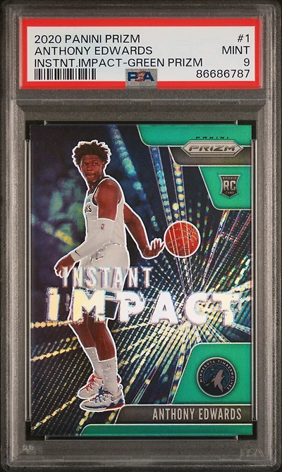 2020 Panini Prizm Instant Impact 1 Anthony Edwards Green Prizm PSA 9