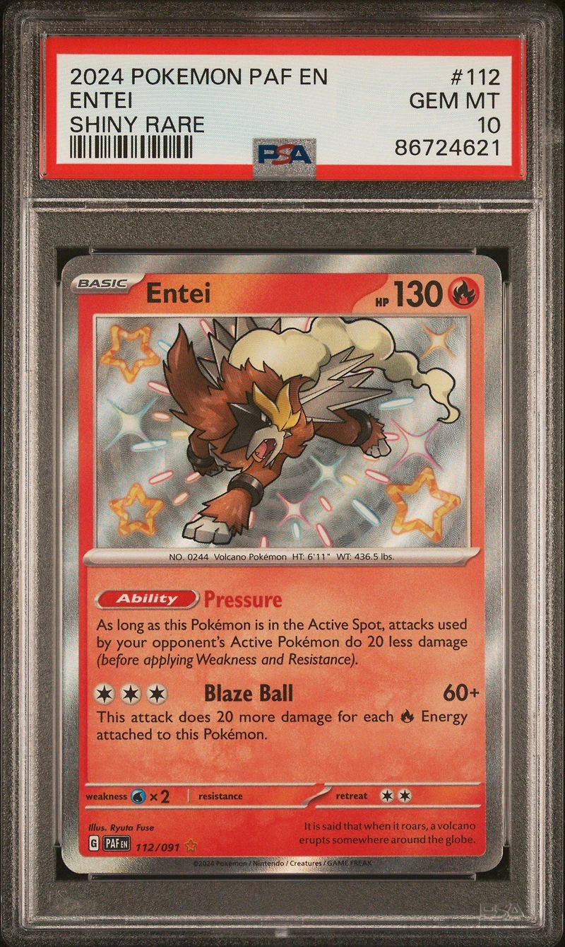 2024 Pokemon Paf En-paldean Fates 112 Entei Shiny Rare PSA