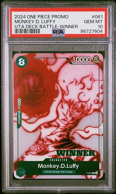 2024 One Piece Promos 061 Monkey D. Luffy Uta Deck Battle-winner PSA 10