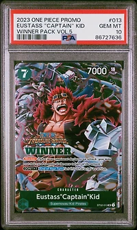 2023 One Piece Promos 013 Eustass "captain" Kid Winner Pack Vol.5 PSA 10