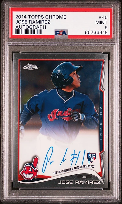 2014 Topps Chrome 45 Jose Ramirez Autograph PSA 9