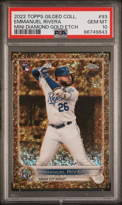 2022 Topps Gilded Collection 93 Emmanuel Rivera Mini Diamond Gold Etch PSA 10