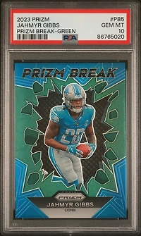 2023 Panini Prizm Prizm Break Pb5 Jahmyr Gibbs Green Prizm PSA 10