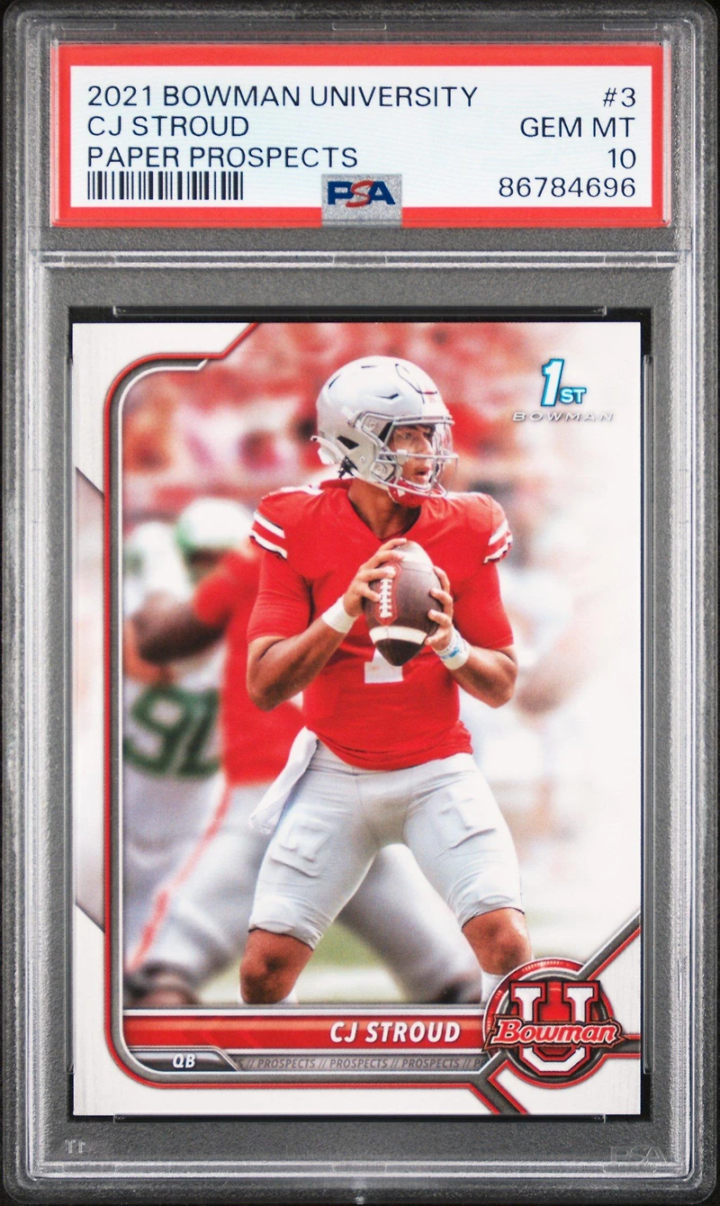 2021 Bowman University Paper Prospects 3 Cj Stroud PSA 10