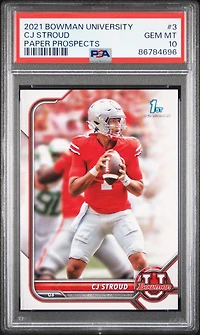 2021 Bowman University Paper Prospects 3 Cj Stroud PSA 10