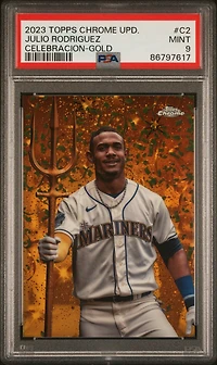 2023 Topps Chrome Update Celebracion C2 Julio Rodriguez Gold PSA 9