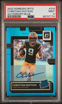2022 Panini Donruss Optic 219 Christian Watson Autograph-blue PSA 9