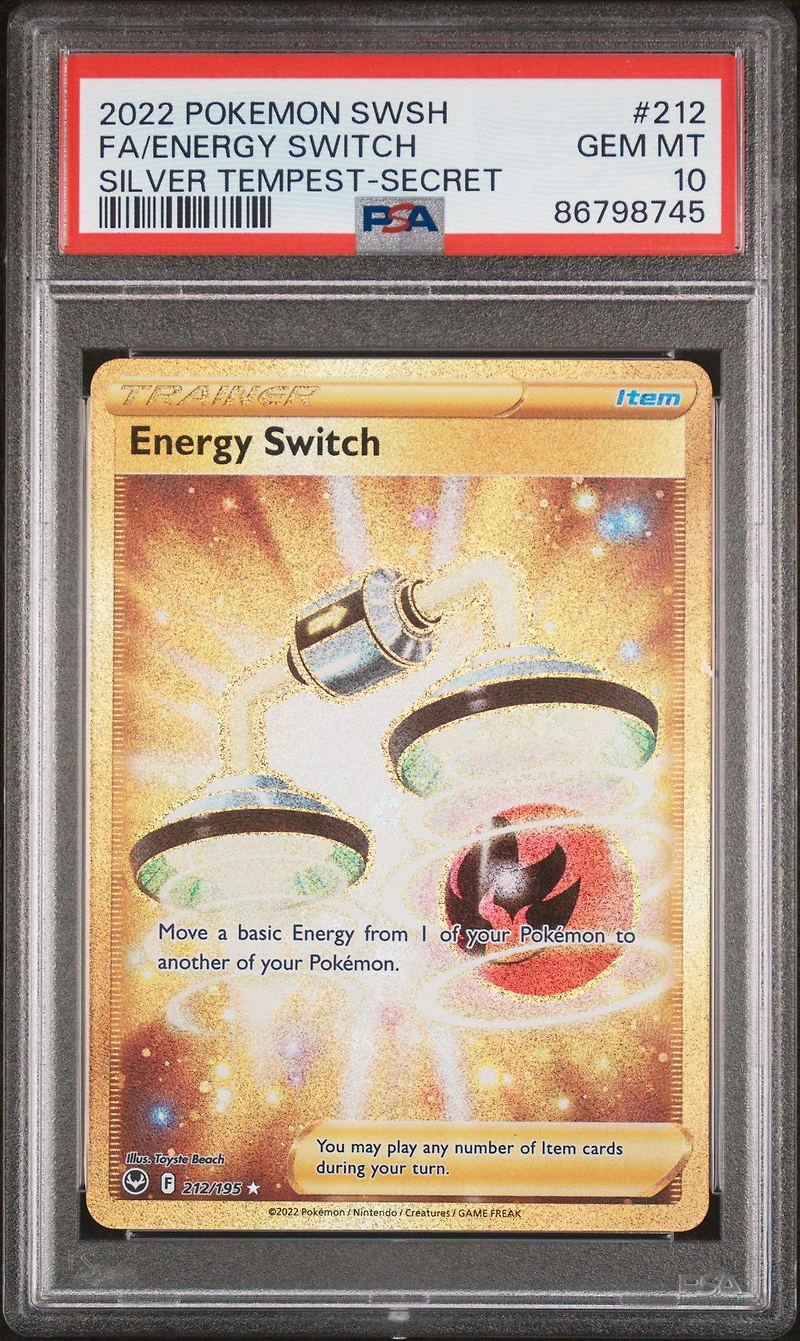 2022 Pokemon Sword & Shield Silver Tempest 212 Full Art/energy Switch Secret PSA 10