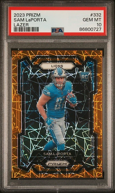 2023 Panini Prizm 332 Sam Laporta Lazer Prizm PSA 10