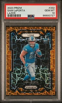 2023 Panini Prizm 332 Sam Laporta Lazer Prizm PSA 10