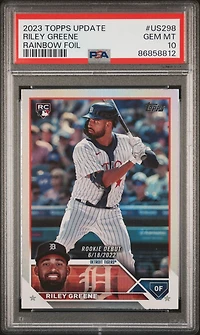 2023 Topps Update Us298 Riley Greene Rainbow Foil PSA 10