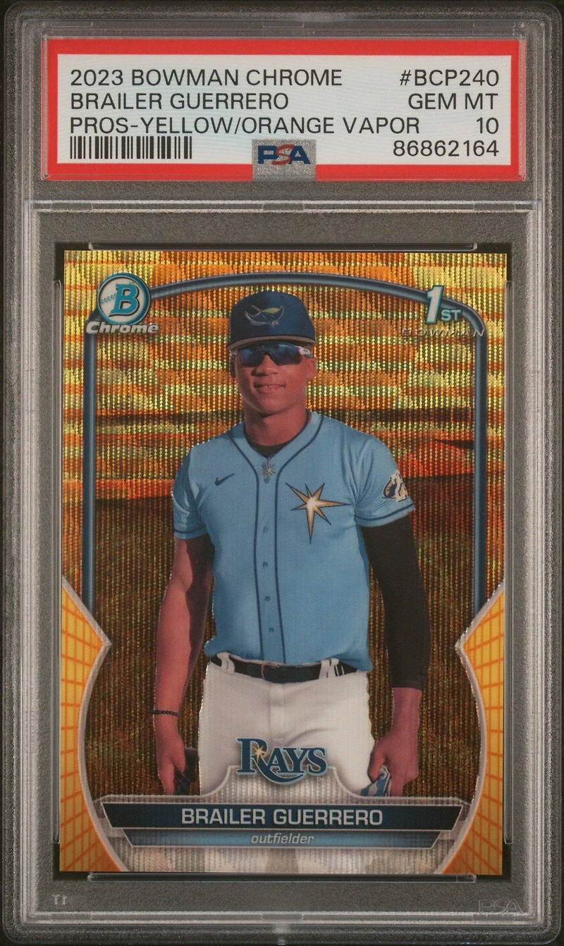 2023 Bowman Chrome Prospects Bcp240 Brailer Guerrero Yellow/orange Vapor Refractor PSA 10