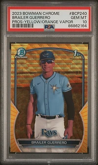 2023 Bowman Chrome Prospects Bcp240 Brailer Guerrero Yellow/orange Vapor Refractor PSA 10