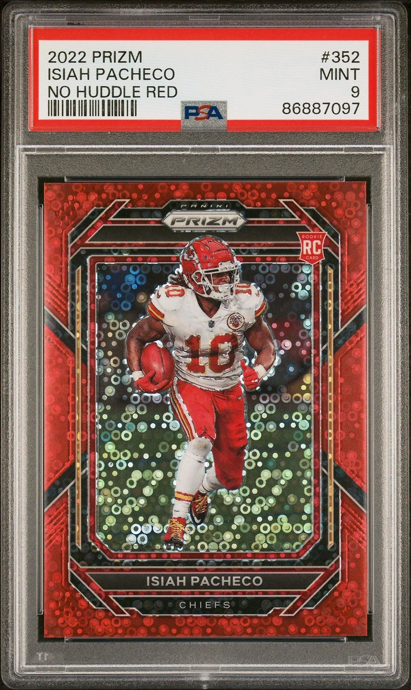 2022 Panini Prizm 352 Isiah Pacheco No Huddle Red PSA 9