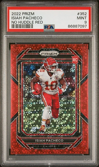 2022 Panini Prizm 352 Isiah Pacheco No Huddle Red PSA 9