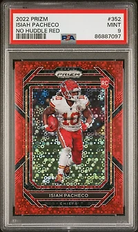 2022 Panini Prizm 352 Isiah Pacheco No Huddle Red PSA 9