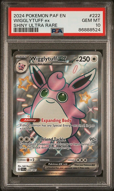 2024 Pokemon Paf En-paldean Fates 222 Wigglytuff Ex Shiny Ultra Rare PSA