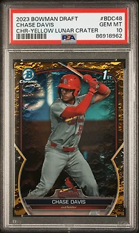 2023 Bowman Draft Bdc48 Chase Davis Chrome-yellow Lunar Crater PSA 10