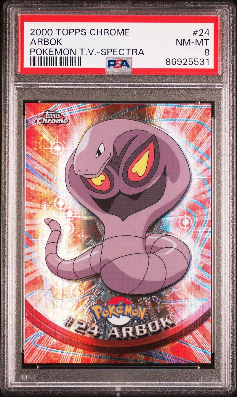 2000 Topps Chrome Pokemon T.v. 24 Arbok Spectra PSA 8