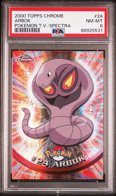 2000 Topps Chrome Pokemon T.v. 24 Arbok Spectra PSA 8