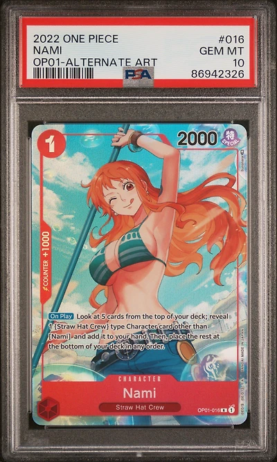 2022 One Piece Romance Dawn 016 Nami Alternate Art PSA 10