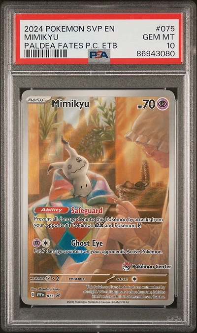 2024 Pokemon Svp En-sv Black Star Promo 075 Mimikyu Paldean Fates Pokemon Center Elite Trainer Box PSA