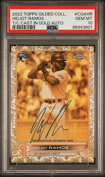 2022 Topps Gilded Collection Topps Chrome Cast In Gold Autographs Cgahr Heliot Ramos PSA 10