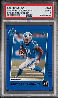 2021 Panini Donruss 284 Amon-ra St. Brown Press Proof Blue PSA 9